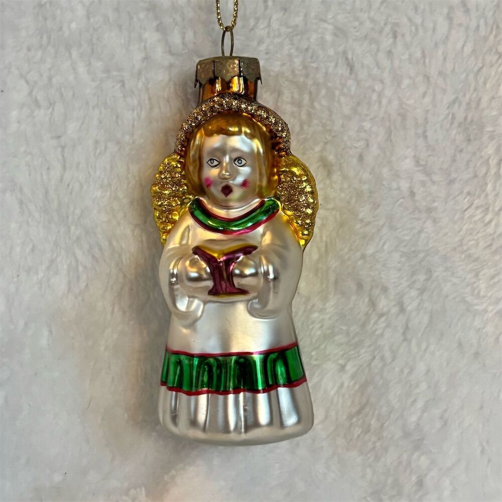 Vintage Thomas Pacconi Angel Glass Christmas Tree Ornament Multicolor 3.5"